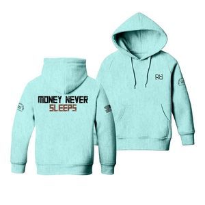Aqua Blue Hoodie - Money Never Sleeps